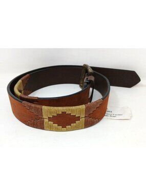 Gaucho Brown Leather Belt 80 cm 30-32 Embroidered Western Tribal w/Buckle #D35-I